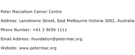 Peter Maccallum Cancer Centre Address Contact Number