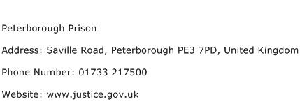 Peterborough Prison Address Contact Number