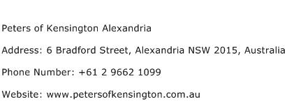 Peters of Kensington Alexandria Address Contact Number