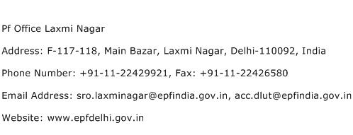 Pf Office Laxmi Nagar Address Contact Number