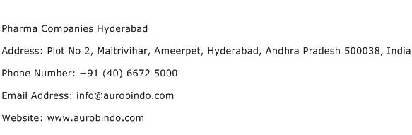 Pharma Companies Hyderabad Address Contact Number