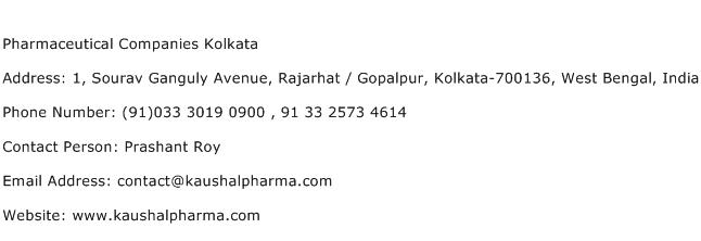Pharmaceutical Companies Kolkata Address Contact Number