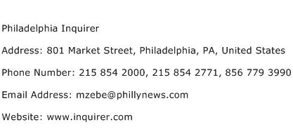 Philadelphia Inquirer Address Contact Number