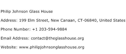 Philip Johnson Glass House Address Contact Number