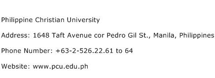 Philippine Christian University Address Contact Number