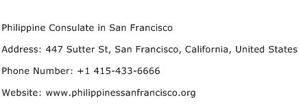 Philippine Consulate in San Francisco Address Contact Number