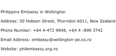 Philippine Embassy in Wellington Address Contact Number