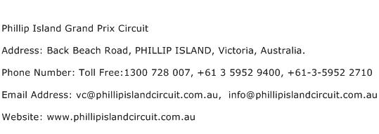 Phillip Island Grand Prix Circuit Address Contact Number
