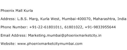 Phoenix Mall Kurla Address Contact Number