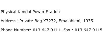 Physical Kendal Power Station Address Contact Number