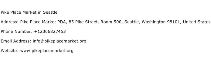 Pike Place Market in Seattle Address Contact Number