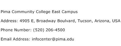 Pima Community College East Campus Address Contact Number