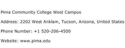 Pima Community College West Campus Address Contact Number Of Pima