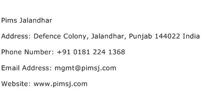 Pims Jalandhar Address Contact Number