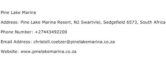 Pine Lake Marina Address Contact Number