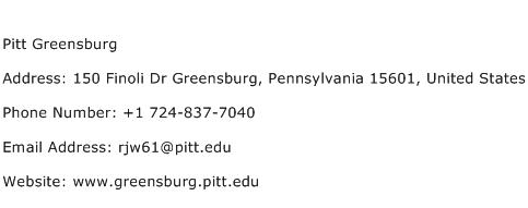 Pitt Greensburg Address Contact Number