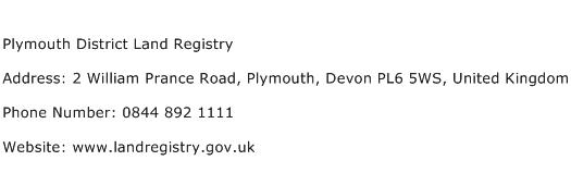 Plymouth District Land Registry Address Contact Number