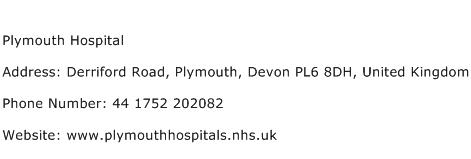 Plymouth Hospital Address Contact Number