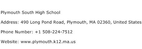 Plymouth South High School Address Contact Number