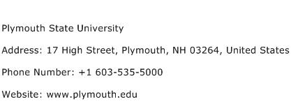 Plymouth State University Address Contact Number