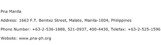 Pna Manila Address Contact Number