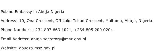 Poland Embassy in Abuja Nigeria Address Contact Number