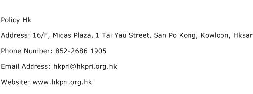 Policy Hk Address Contact Number