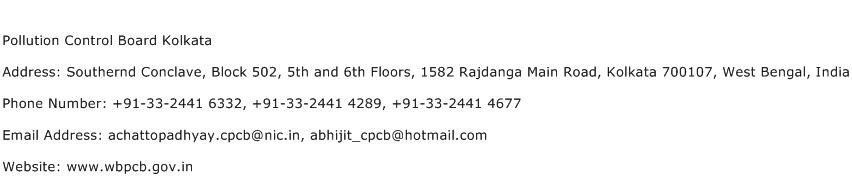 Pollution Control Board Kolkata Address Contact Number