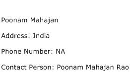Poonam Mahajan Address Contact Number