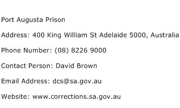 Port Augusta Prison Address Contact Number