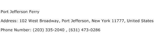 Port Jefferson Ferry Address Contact Number