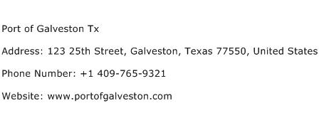 Port of Galveston Tx Address Contact Number