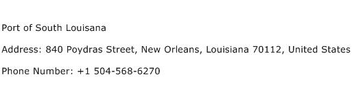 Port of South Louisana Address Contact Number