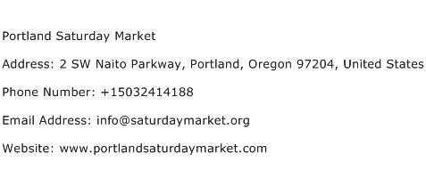 Portland Saturday Market Address Contact Number