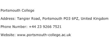Portsmouth College Address Contact Number