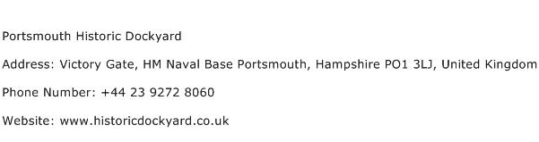Portsmouth Historic Dockyard Address Contact Number