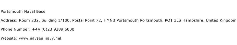 Portsmouth Naval Base Address Contact Number