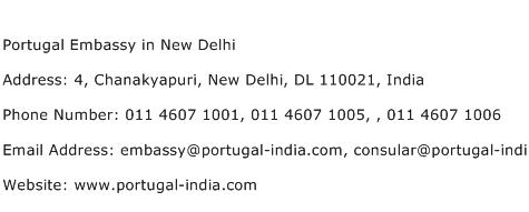 Portugal Embassy in New Delhi Address Contact Number
