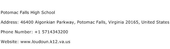 Potomac Falls High School Address Contact Number