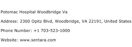 Potomac Hospital Woodbridge Va Address Contact Number
