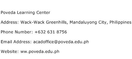 Poveda Learning Center Address Contact Number