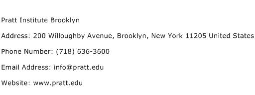 Pratt Institute Brooklyn Address Contact Number