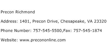 Precon Richmond Address Contact Number