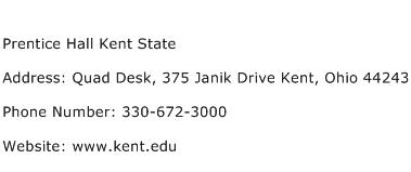 Prentice Hall Kent State Address Contact Number