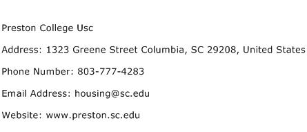 Preston College Usc Address Contact Number