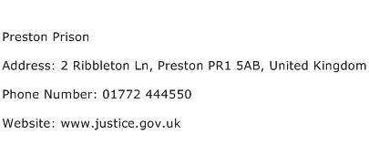 Preston Prison Address Contact Number