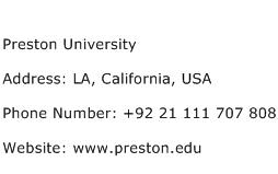 Preston University Address Contact Number