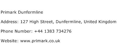 Primark Dunfermline Address Contact Number