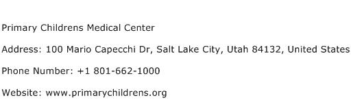 Primary Childrens Medical Center Address Contact Number