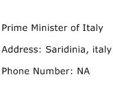 Prime Minister of Italy Address Contact Number